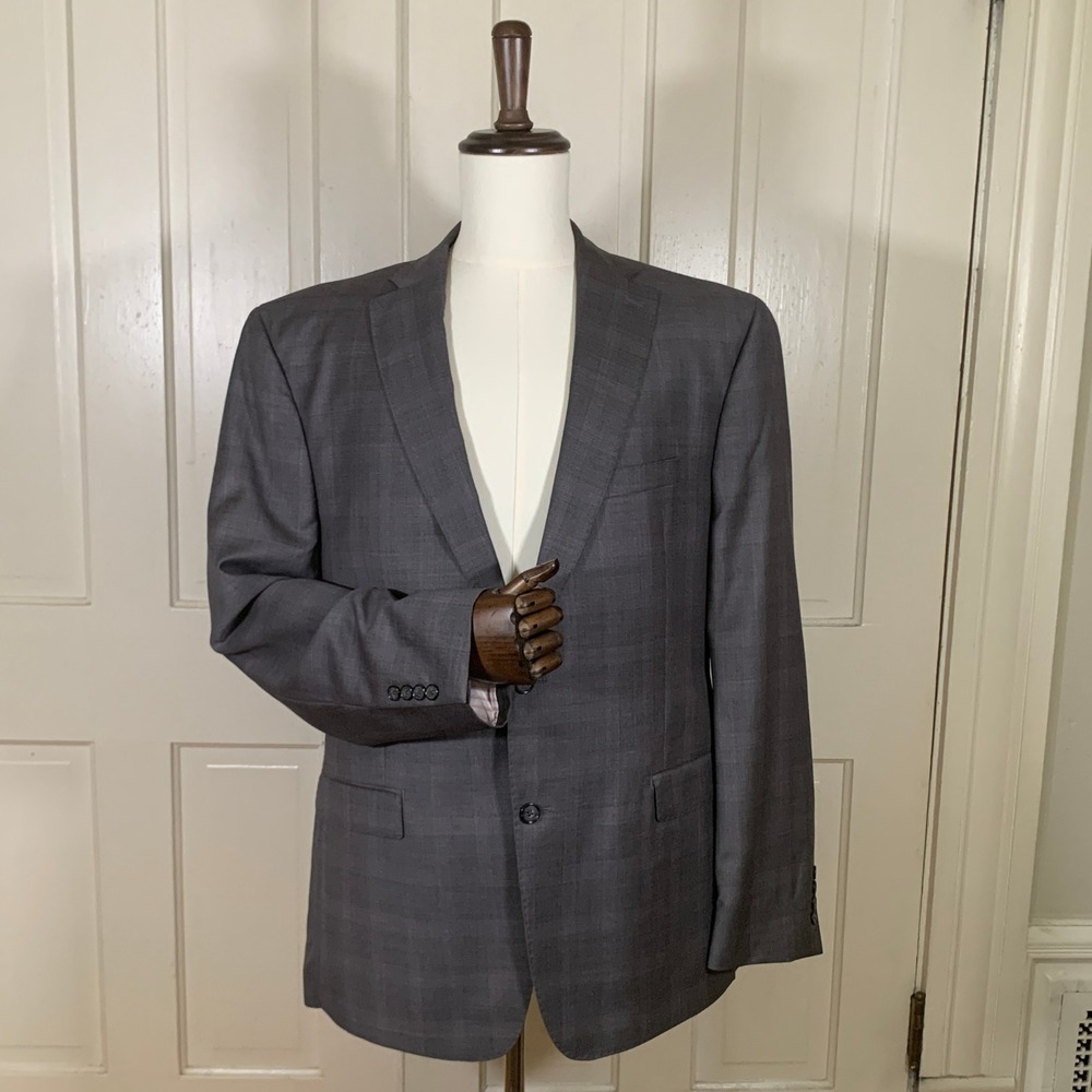 Reda Maior Super 150s Wool‎ Blazer Mens 48L Gray Plaid Tailored Canada